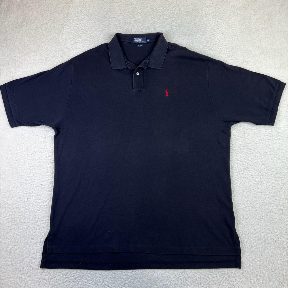 Polo Ralph Lauren Polo Shirt‎ Mens 2XL Black Red Pony Made USA Classic Cotton